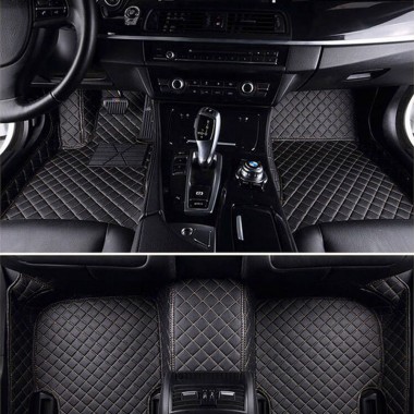 Black and Beige Stitching Luxury Leather Diamond Car Mats for Sale