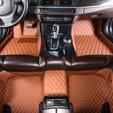 Brown Luxury Leather Diamond Car Mats for Sale